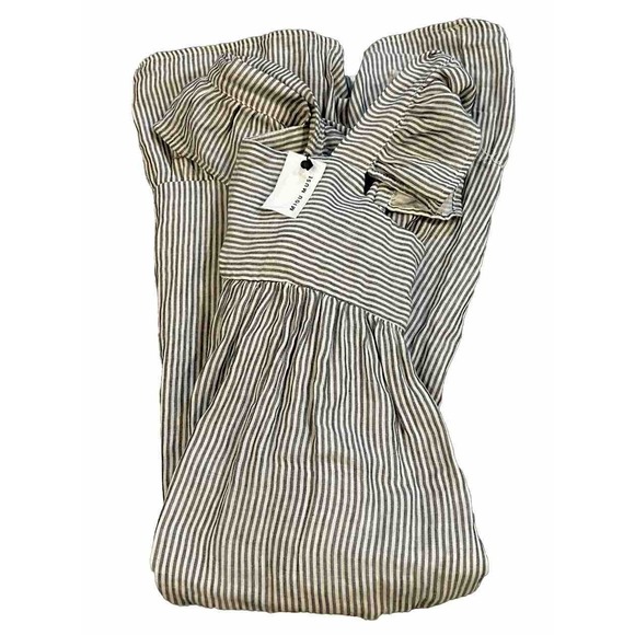 MIOU MUSE Navy Striped Gauze Maxi Dress Sleeveless Medium NWT - Picture 4 of 8